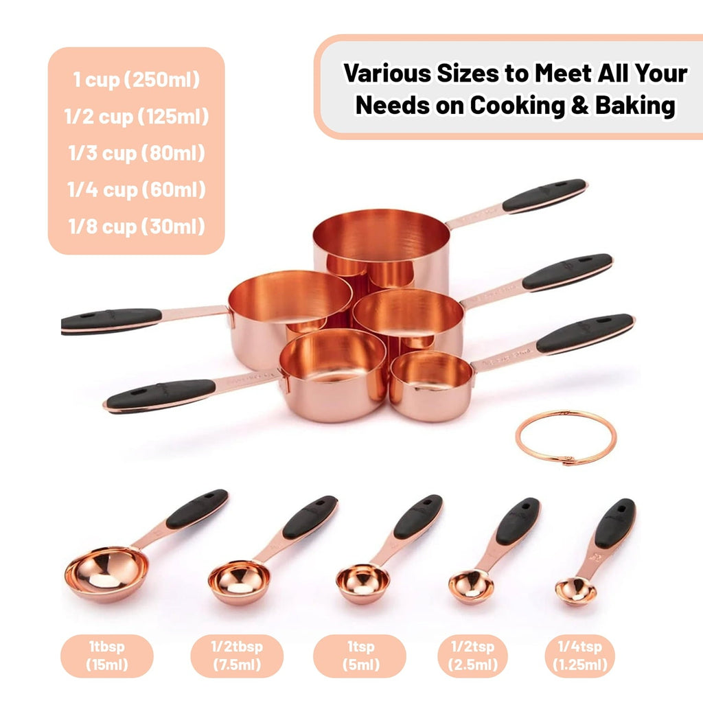 Essenshire 7.05 oz Stainless Steel Stackable Measuring Cups & Spoons Set Rose Gold - Image 4